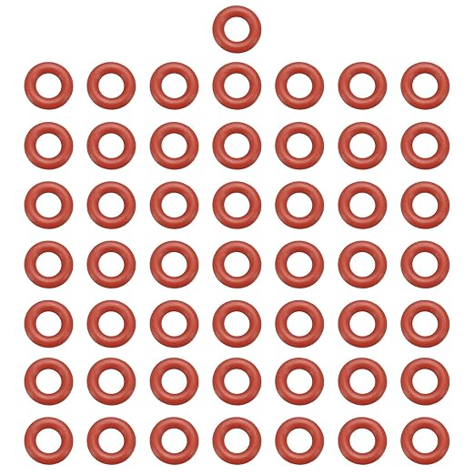MECCANIXITY Silicone O-Ring 4mm ID 8mm OD 2mm Width Metric VMQ Sealing Gasket Replacement 50A Durometer for Plumbing Compressor Faucets Valves Repair (Red, Pack of 50)