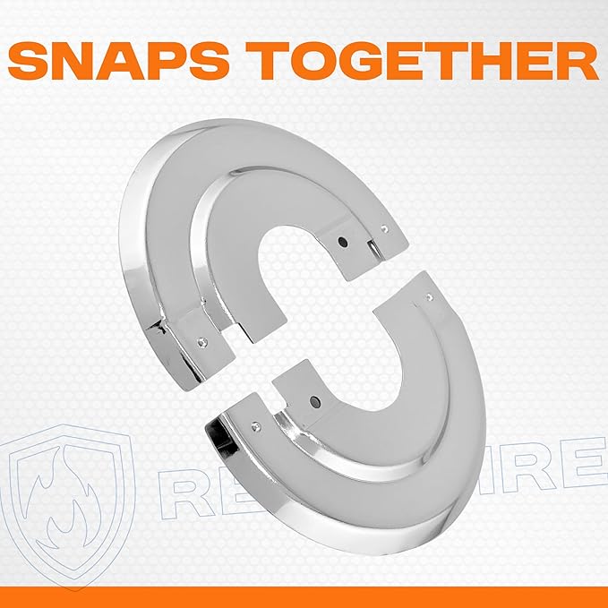 Retrofit Fire Sprinkler Escutcheon Cover Plate 1/2" IPS - Beveled 2 Piece Stainless Round Split Flange for Easily Covering Gaps Between Fire Sprinkler Pipe and Ceiling or Wall - 12 PK