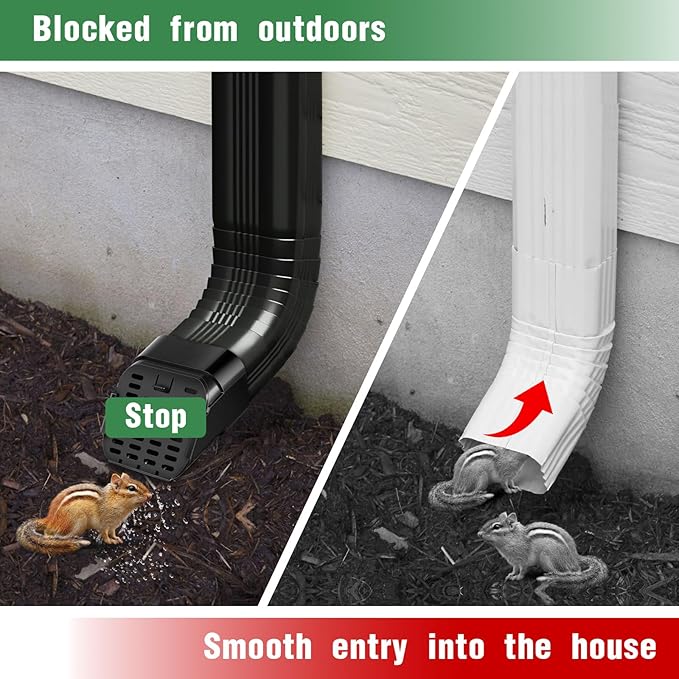 2"x3" 2 Pack Gutter Downspout Extensions Gutter Downspouts Downspout Diverter Outlet Filter and Leaf Guard for Bottom of Downspouts Extender Black