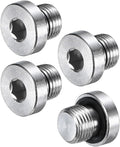 4-Pack Inner Hex Head Pipe Fitting Plug, 1/8 NPT 304 Stainless Steel Socket Bung Plug with Sealing Ring for Terminate Pipe Ends/Replacement Drains