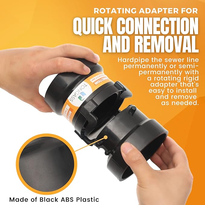 2 x Combo Pack RV Sewer Hose Fitting Adapter - PVC Connection & Termination Adapter - 3" Hub x Bayonet Hooks
