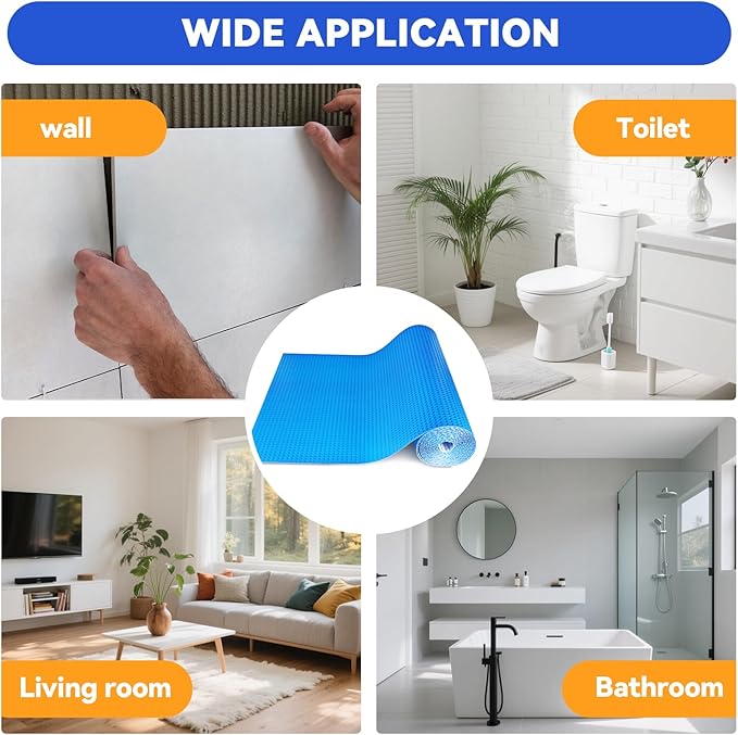 Uncoupling Membrane for Tile, 1/8''(3mm) Waterproof Flooring Underlayment – 108 Sq.Ft Crack Prevention Mat for Bathroom, Shower, Kitchen, Basement