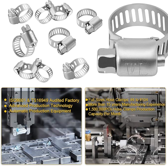 Winlong Stainless Steel Hose Clamps 1/2''- 24 PK Mini Size 6 Worm Gear Drive 3/4'' Clamps All 304 Clamping Range from 5/16 Inch to 7/8 Inch (8mm-22mm) for Automotive Plumbing, 1/2'' Hose Clamps