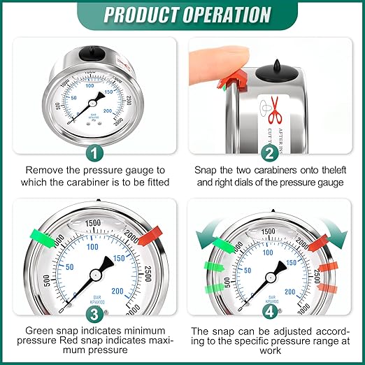 0-3000psi Stainless Steel Glycerin Liquid Filled Pressure Gauge 1/4" NPT 2.5" Face Dial Center Back Mount, for Water, Oil and Air Pressure Testing (with Range Mark Pointer)