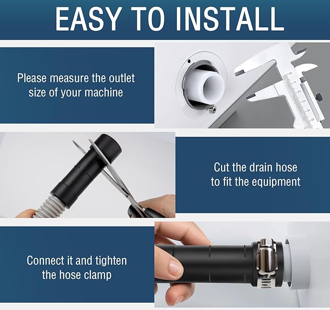Dishwasher Drain Hose, 1Plusselect 8FT Universal Replacement Discharge Dishwasher Extension Fit 5/8 Inch, 7/8 Inch or 1 Inch OD Drain Outlet 90 Degree Rubber Elbow for Dishwasher & Other Applications