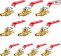 10 Pack Ball Valves, 1/2" Pex Crimp Shut Off Valve Red, Brass Full Port Pex B Shut Off Ball Valve for Hot and Cold Water, NSF/ANSI 61 Certified