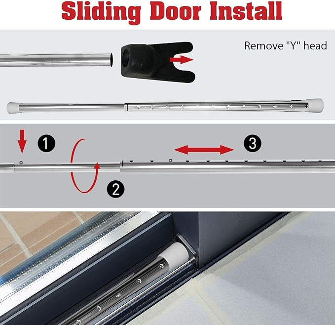 Door Stoppers Security Bar, SECURITYMAN 2 in 1 Adjustable Door Security Bar & Sliding Door Security Bar - Heavy Duty Door Lock Stick Jammer for Apartment, Dorm, Front Door Inside Safety Must Haves