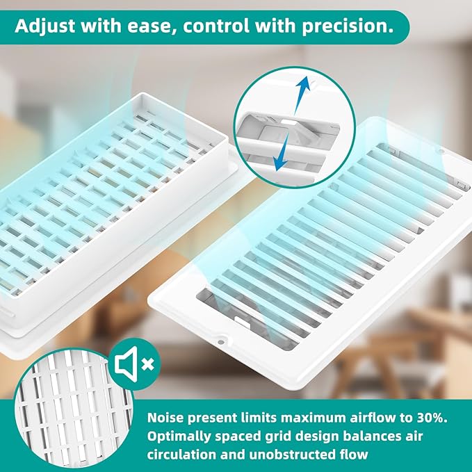 Floor Register 2x12-2 Pack Vent Covers for Home Floor Wall Ceiling with Screw Heavy Duty Steel Walkable Finish Metal Floor Vent Covers Adjustable Airflow HVAC Register Grilles