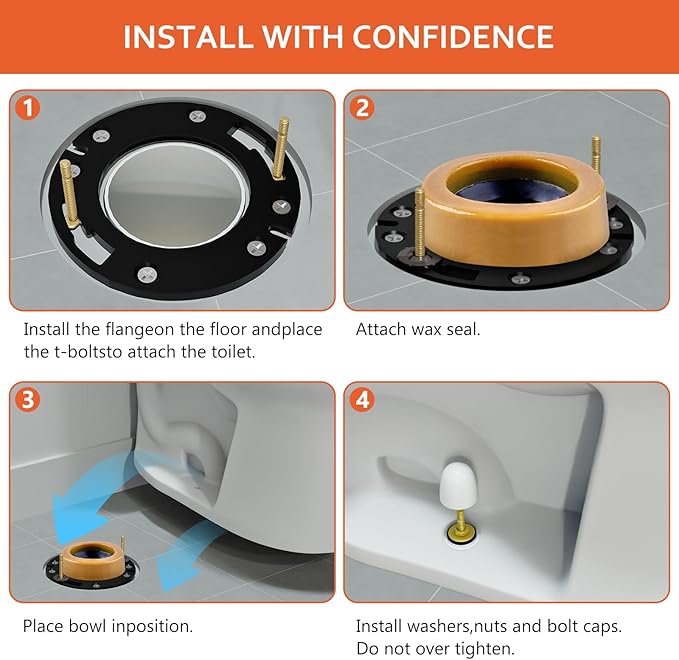 Toilet Flange Repair Kit with Extra Thick Wax Ring for Toilets Install or Leaking Toilet Wax Ring Replacement Kit Include Mounting Hardware Fits 3-inch or 4-inch Waste Lines