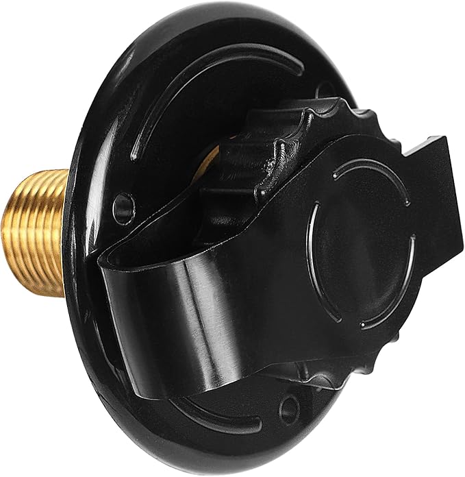 RV Water Inlet Replacement City Water Fill Inlet Flange Brass RV City Water Inlet with Check Valve 1/2" NPT Male City Water Fill Flange City Water Hookup for Camper Trailer Marine Motorhome,Black