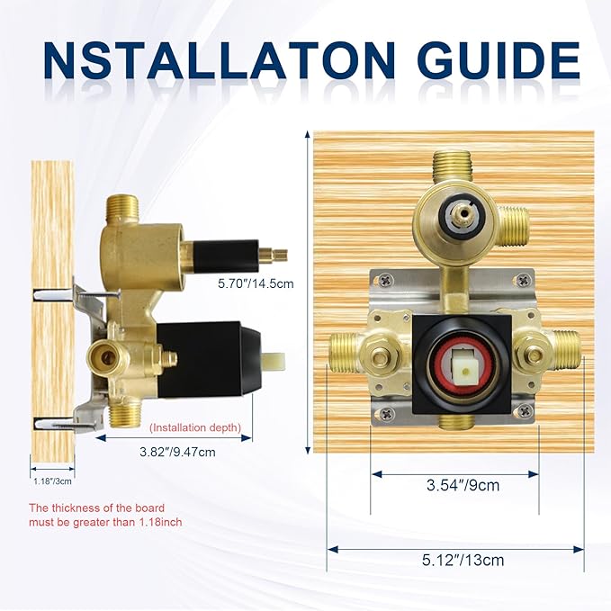Matte Black Concealed 3 Way Outlet Function Shower Diverter Valve Brass Flow Control Mixer Mixing Rough-In Shower Valve Kit