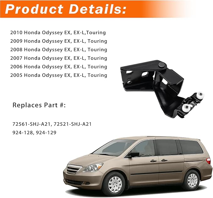 Left Driver Side Sliding Door Roller Assembly Compatible with 2005-2010 Honda Odyssey Van, Replacement # 72561-SHJ-A21, 924-128