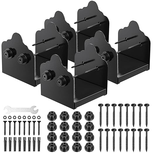 6x6 Post Base, 4Pcs Stainless Steel Adjustable Post Anchor Bracket (Internal 5.5 x 5.5), Adjustable Post Base for Pavilion Deck Porch Handrail Railing Support Decorative Anchor Plate