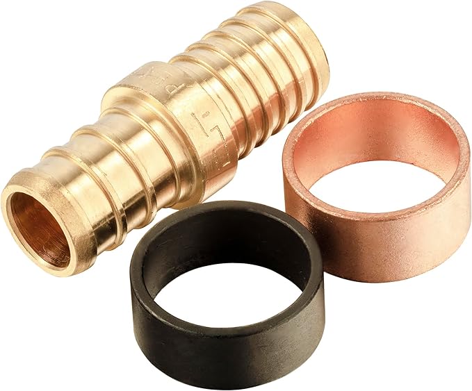 10-Pack EFIELD 1/2" Pex X 1/2" Polybutylene Transition Brass Coupling with Rings For Connect Pex and PB Pipe,(PEX1807495)