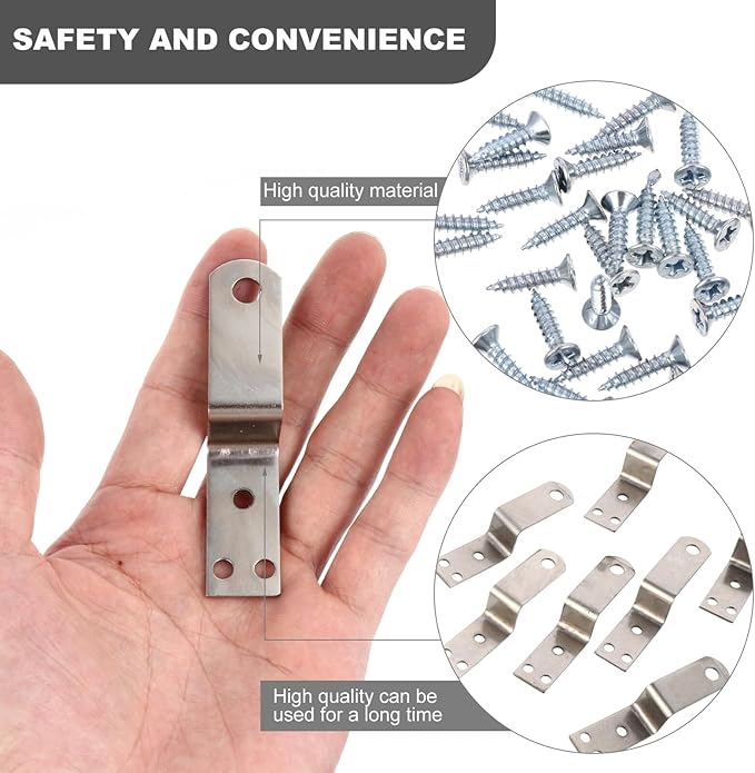 10Pcs Z Shaped Picture Hanging Bracket Kit with Screws, Iron Picture Hanger Holder for Cabinets, Shelves, and Photo Frames, Medium Size 18Mm High, Furniture Locking Connector