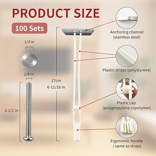 100PCS Heavy Duty Drywall Anchors with Bolts for 1/4"-20, 270+ lbs Hollow Wall Anchors for TV Mounting Kit,Drywall Toggle Bolt - Zinc Plated, Easy Install