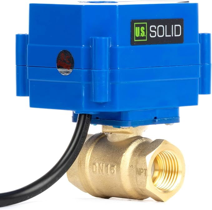 U.S. Solid 1/2" NPT Motorized Ball Valve with US Plug 110VAC Brass Electrical Ball Valve,Auto Return, Normally Closed, IP65