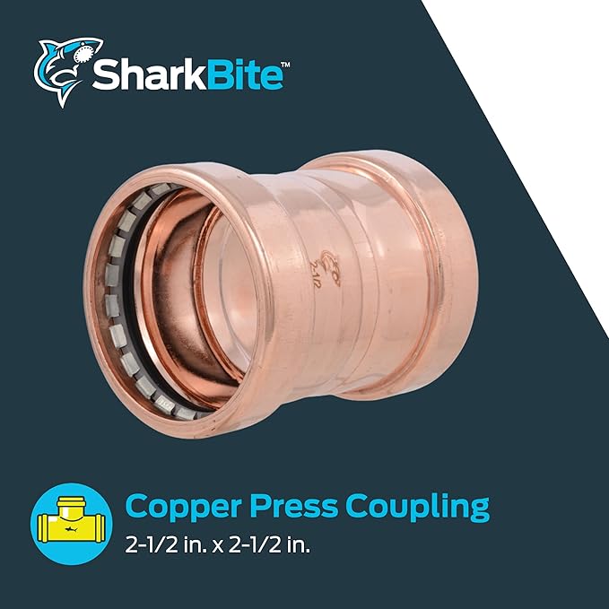 SharkBite 2-1/2 Inch Coupling, Copper Press Plumbing Fitting, UPR0167