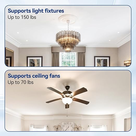 Ceiling Fan Box, PVC, 12 Cubic Inch, UL Listed, 48 Pack