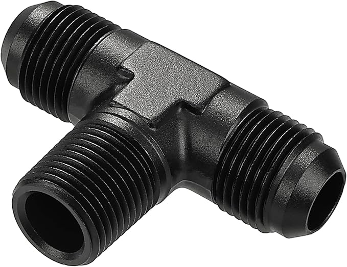 EVIL ENERGY 10AN Tee Male Flare to 1/2 NPT on Side Branch T Fitting Adapter Aluminum Black