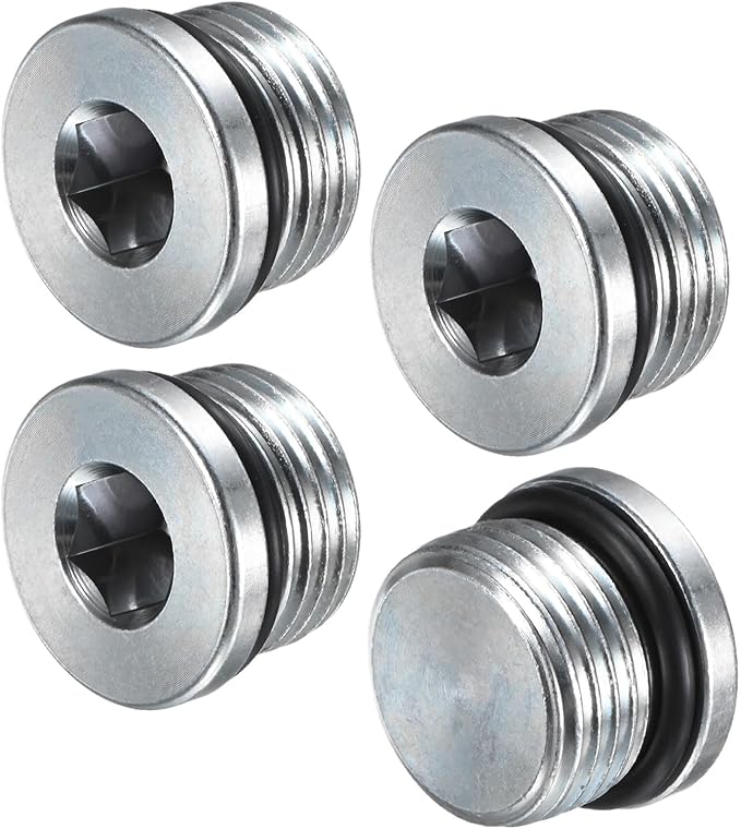 1-Pack 7/8-14UNF Inner Hex Head Pipe Fitting Plug, Carbon Steel Sensor Socket Plug with Seal O-Ring for Terminate Pipe Ends/High Pressure Washer, Sealing Screw