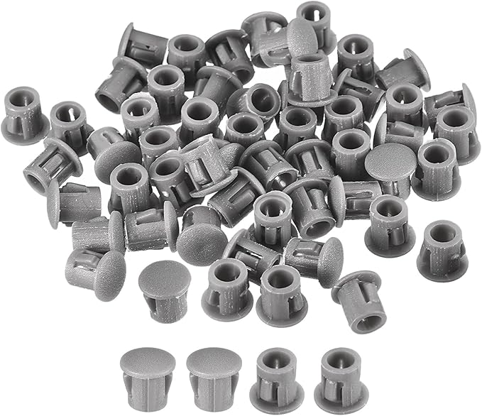 uxcell 7/32" Plastic Hole Plugs, 110Pcs Flush Type Panel Round Snap in Fastener Knockout Locking Plugs for Furniture Insert End Caps Panels, Gray