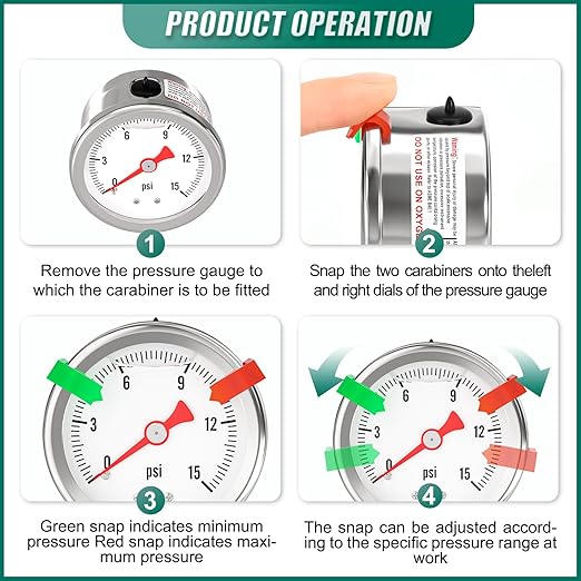 0-15PSI Stainless Steel Glycerin Filled Fuel Pressure Gauge 1.5" Dial Size, 1/8" NPT Back Mount, with 3/8" Barb Fuel Line Pressure Adapter, for Water, Oil, Air, Pressure Test