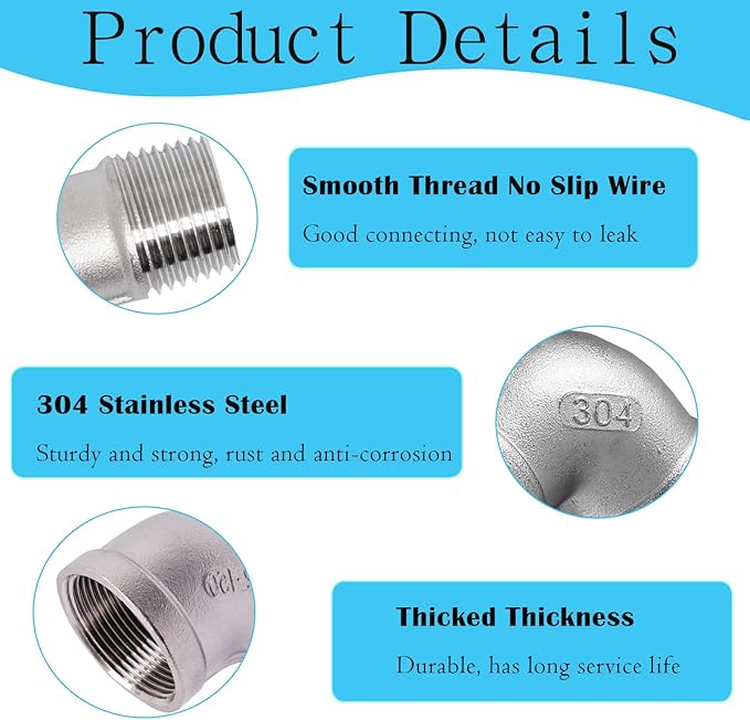 1PCS 304 Stainless Steel 45 Degree Elbow, 1" NPT Male Pipe to 1" NPT Female Coupler, Heavy Duty Forged Street Elbow Adapter Pipe Fittings, Class 150