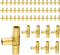 50-Pack PEX Fittings Niikappu 1/2"x1/2"x1/2" Pex Tee, Brass Crimp Pipe Fittings for PEX Pipes, ASTM F1807