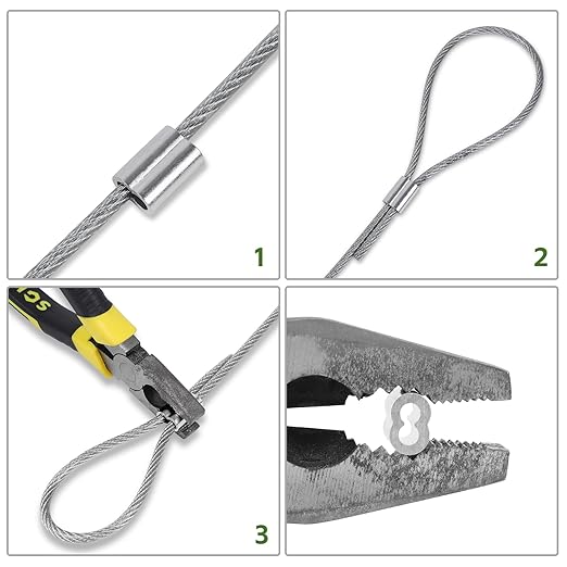 3/32" (120 PCS) Aluminum Wire Rope Sleeves, Crimping Loop Sleeve for 2.5mm Diameter Cable and Wire Rope, Double Barrel Crimp Sleeves Cable Ferrule for DIY, Fishing, Home & Crafts