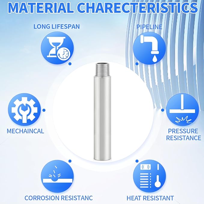 ChillWaves 304 Stainless Steel Pipe Fitting, Nipple Cast Pipe 1/2" NPT Male x 1/2" NPT Female Thread 4" Length(100MM)(2-PACK)