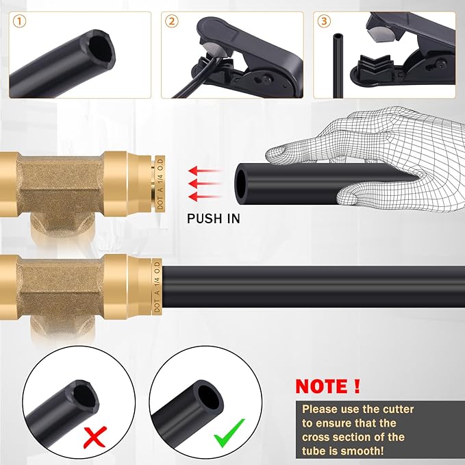 CheeMuii 13 PCS Brass DOT Air Line Fittings Kit 1/4 3/8 1/2 DOT Quick Connect Air Fittings Tee Union Push to Connect Air Hose Fittings for Semi Truck Trailers Air Brake System
