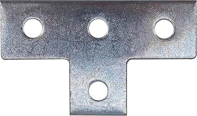 4 Hole T Shaped Connector Flat Plate Fitting Bracket Brace Fit for 1/2" Bolt in 1-5/8" Strut Channel, 6 Pack
