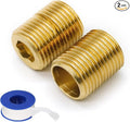 (2 pcs) Brass Pipe Adapter Plumbing, G Thread 1/2" Male to NPT Thread 1/2" Male Pipe Fitting Adapter, 1 inch Length, Seamless and Leakproof (1" Length)