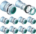 10 Pcs 1/2 Inch EMT Raintight Compression Connectors Zinc Plated Steel, Insulated Waterproof EMT Box Connector Electrical Conduit Fittings