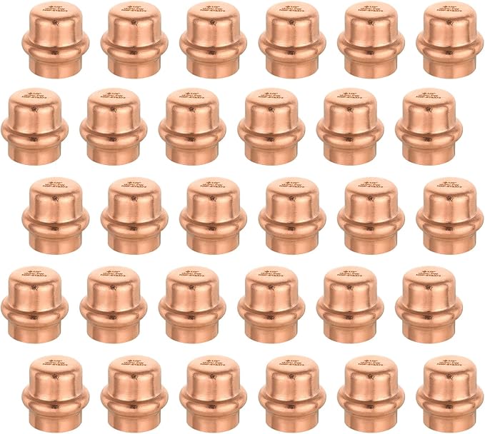 30-Pack GUOFIS Copper Press End Cap, 1/2" x 1/2" Plug Fittings for Copper Tube Connection with Stop(PRESS020-30Pack)
