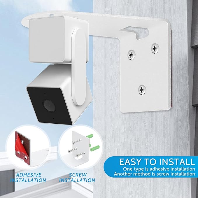 2Pack Adhesive Metal Wall Mount Bracket, Compatible with Wyze Cam Pan V3/V2, Google Nest Cam, Eufy Security Solo Indoor Cam E220/P24, Blink Mini Pan Tilt Cam, No Drilling VHB Stick On or Screw Install