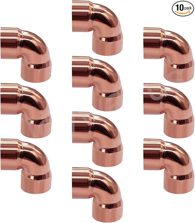 Joywayus 10PCS 3/4" Copper 90 Degree Elbow Coupling Sweat Solder Pipe Fitting Pressure Plumbing Solder Connection