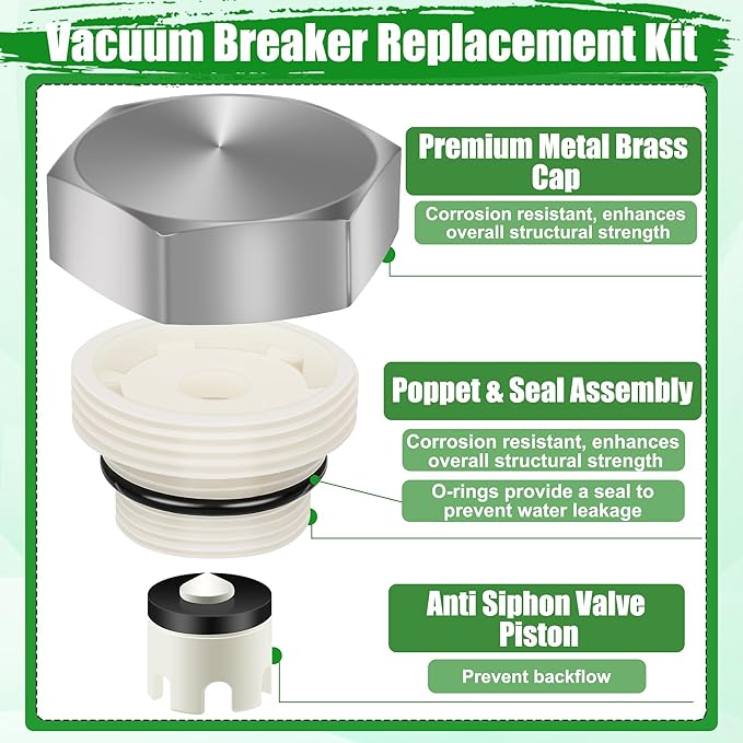 1+1 Pack Vacuum Breaker Repair Kit Replacement for VACVBKX1B Heavy Duty Metal Outdoor Faucet Repair Kit for Traditional Anti Siphon Frost Free Sillcock Valves Anti Siphon Valve Repair Kit-Coldirsoap
