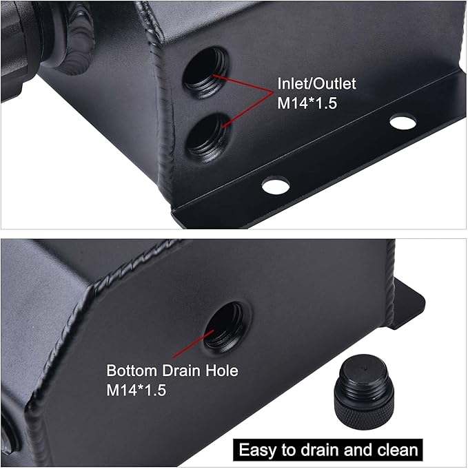 EVIL ENERGY Coolant Overflow Tank, Aluminum Coolant Reservoir Tank with Hose Kits, Reservoir Expansion Tanks Universal 1L