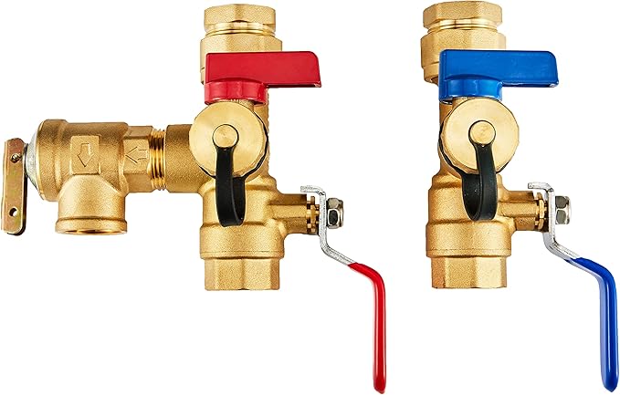 3/4 inch EFIELD IPS Isolator Tankless Water Heater Service Valve Kit, with Pressure Relief Valve,(TOOL028)