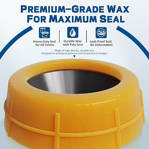 NEEXAN Extra-Thick Toilet Wax Ring Replacement Kit with Installation Hardware –Leak-Proof Wax Ring for Toilet Compatible with 3" and 4" Drain Pipes