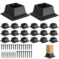 4x4 Post Base 20Pcs, Internal 3.6"x3.6" Heavy Duty Powder-Coated Steel Post Bracket Fit for Standard Wood Post Anchor, Decking Post Base for Deck Porch Handrail Railing Support with Screws