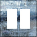 Blue and Grey 2-Gang Rocker Wall Plate Cover Abstract Art Decorative Light Switch Cover Modern Electrical Outlet Covers Kitchen Accessories & Decor