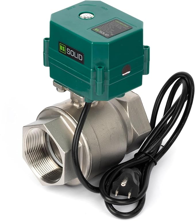 U.S. Solid 2" Motorized Ball Valve with US Plug 110VAC Stainless Steel Electrical Ball Valve,Auto Return, Normally Open