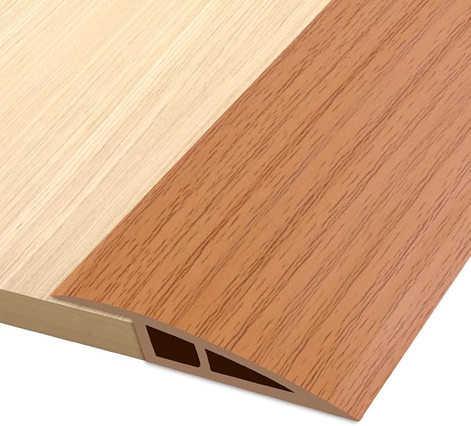 Vinyl Door Threshold Flooring Transition Strip Self Adhesive Carpet Edging Strip for Laminate Doorway Edge Threshold from 2/5" to 3/5" (Yellow Wood Grain, 10 Ft)