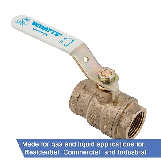 Watts LFFBV-3C-M1 Series 1/2" Lead-Free 2-Piece Full Port Chrome-Plated Brass Ball Valve with Female Threaded End Connections, Copper Silicon Alloy Body, O-Ring Seal, Steel Handle