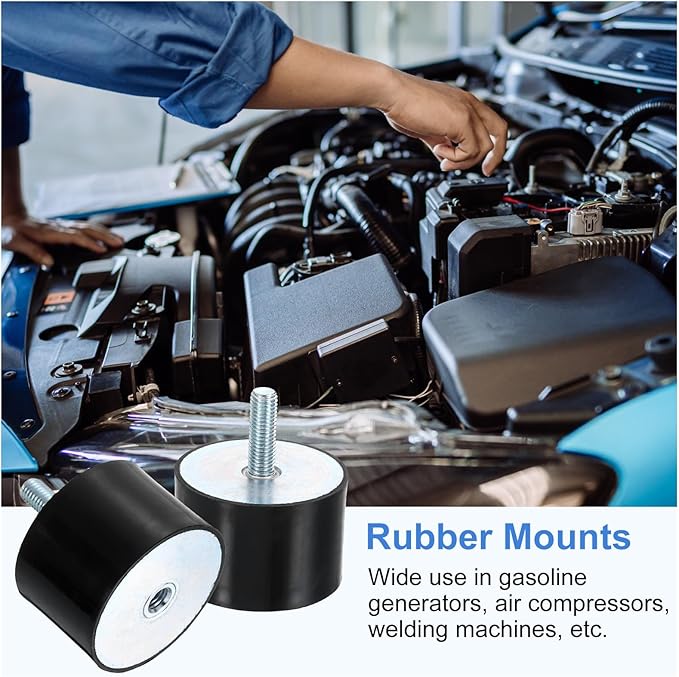 uxcell M12 Rubber Mounts, 1Pcs 73x50mm(DxH) Rubber Cylindrical Anti Vibration Isolator Shock Absorber with Lock Nut for Car Bobbin Generator Air Compressors
