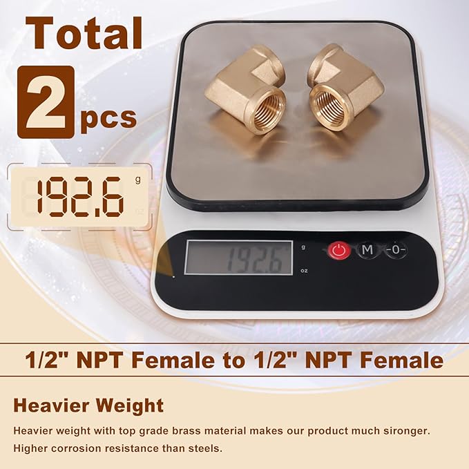 2pcs 1/2” Brass Fittings 90 Degree Barstock Street Elbow 1/2 Inch NPT Female Pipe to 1/2 Inch NPT Female Pipe Fittings Elbow Forged Brass Pipe Fittings