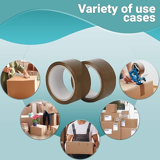 APQ 36 Rolls of Tan Carton Sealing Tape 2” x 110 Yards. Thickness 2 Mil 50 Micron Polypropylene Pressure Sensitive Tape for Packing, Shipping, Moving Boxes. Acrylic Adhesive. No Weathering, Yellowing.